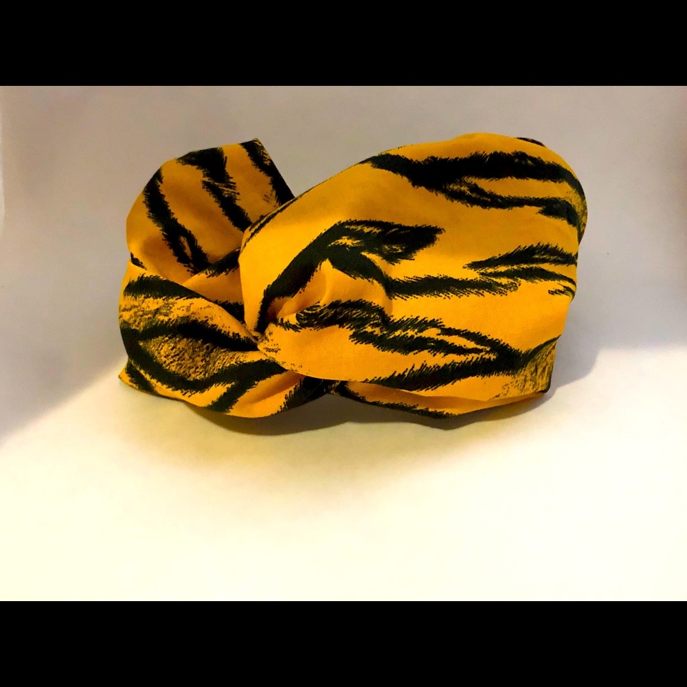 Yellow tiger turban twist headband